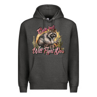 Charcoal Heather cute but will fight you racoon western Premium Hoodie - NancyCooperArtShop
