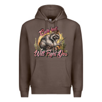 Coffee cute but will fight you racoon western Premium Hoodie - NancyCooperArtShop