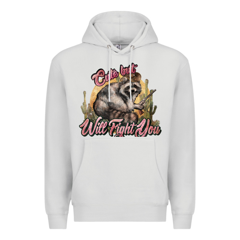 Cute But Will Fight You Racoon Western Premium Hoodie by NancyCooperArtShop | Teevron