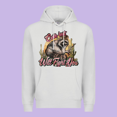 Cute But Will Fight You Racoon Western Premium Hoodie Designed By Nancycooperartshop