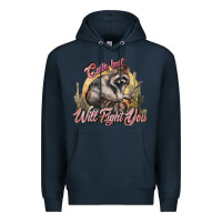 Navy cute but will fight you racoon western Premium Hoodie - NancyCooperArtShop