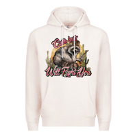 Pale Pink cute but will fight you racoon western Premium Hoodie - NancyCooperArtShop