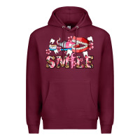 Burgundy smile with teeth and brush Premium Hoodie - AdoDesignShop