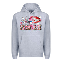 Heather Grey smile with teeth and brush Premium Hoodie - AdoDesignShop