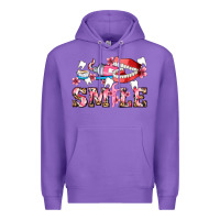 Purple smile with teeth and brush Premium Hoodie - AdoDesignShop