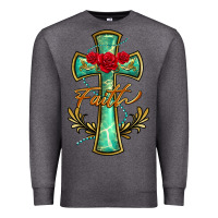 Charcoal Heather cross faith Premium Sweatshirt - BarkalooDesign