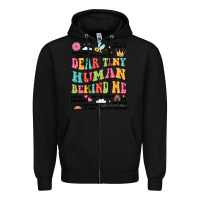 Black customized teacher dear tiny human behind me back Zipper Hoodie - JahusDesignShop