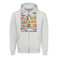 Dove Grey customized teacher dear tiny human behind me back Zipper Hoodie - JahusDesignShop