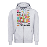Heather Grey customized teacher dear tiny human behind me back Zipper Hoodie - JahusDesignShop