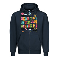 Navy customized teacher dear tiny human behind me back Zipper Hoodie - JahusDesignShop