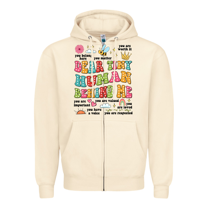 Customized Teacher Dear Tiny Human Behind Me Back Zipper Hoodie by JahusDesignShop | Teevron