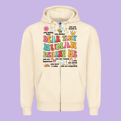 Customized Teacher Dear Tiny Human Behind Me Back Zipper Hoodie Designed By Jahusdesignshop
