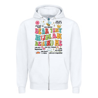 White customized teacher dear tiny human behind me back Zipper Hoodie - JahusDesignShop