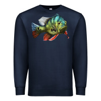 Navy Peacock Bass Illustrations Premium Sweatshirt - LillyAllenDesigns