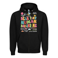 Black customized teacher dear tiny human behind me back Zipper Hoodie - JahusDesignShop