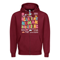 Burgundy customized teacher dear tiny human behind me back Zipper Hoodie - JahusDesignShop