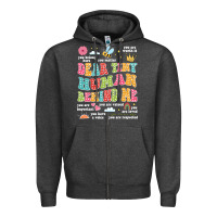 Charcoal Heather customized teacher dear tiny human behind me back Zipper Hoodie - JahusDesignShop
