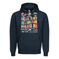 Navy customized teacher dear tiny human behind me back Zipper Hoodie - JahusDesignShop