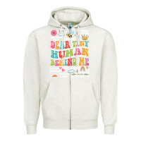 Oatmeal Heather customized teacher dear tiny human behind me back Zipper Hoodie - JahusDesignShop