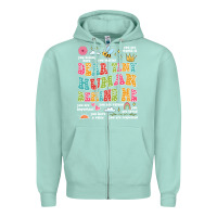 Seafoam customized teacher dear tiny human behind me back Zipper Hoodie - JahusDesignShop