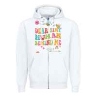 White customized teacher dear tiny human behind me back Zipper Hoodie - JahusDesignShop