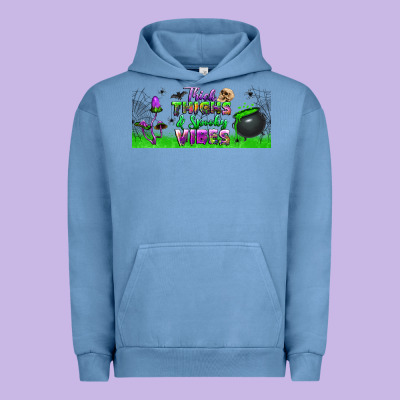 Thick Thighs And Spooky Vibes Libbey Glass Urban Hoodie Designed By Bundleandbundleshop
