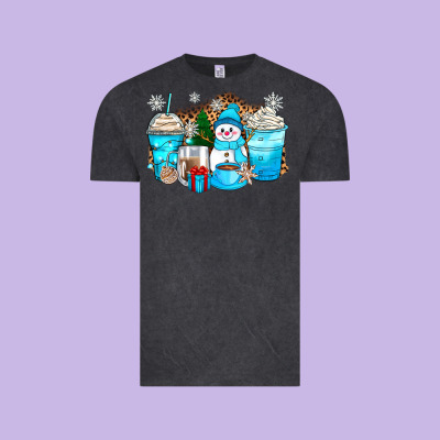 Winter Snowman Coffee Cups Vintage Tee Designed By Zillion Design Studio