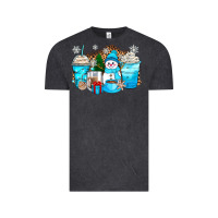 Vintage Black winter snowman coffee cups Vintage Tee - Zillion Design Studio