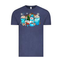 Vintage Denim winter snowman coffee cups Vintage Tee - Zillion Design Studio