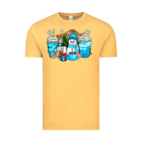 Vintage Mustard winter snowman coffee cups Vintage Tee - Zillion Design Studio