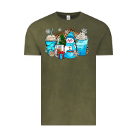 Vintage Olive winter snowman coffee cups Vintage Tee - Zillion Design Studio