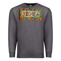 Charcoal Heather jesus western patterns license plate template Premium Sweatshirt - BarkalooDesign