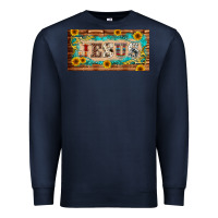Navy jesus western patterns license plate template Premium Sweatshirt - BarkalooDesign