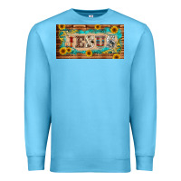 Ocean Blue jesus western patterns license plate template Premium Sweatshirt - BarkalooDesign