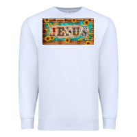 White jesus western patterns license plate template Premium Sweatshirt - BarkalooDesign
