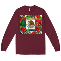 Burgundy mexican flag Long Sleeve Tee - CTS Tumbler Store