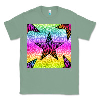 Sage zebra glitter star seamless pattern Classic Tee - BundleAndBundleShop