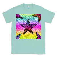 Seafoam zebra glitter star seamless pattern Classic Tee - BundleAndBundleShop