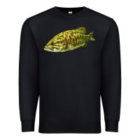 Black Smallmouth Bass Fish Illustrations Premium Sweatshirt - LillyAllenDesigns