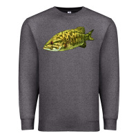 Charcoal Heather Smallmouth Bass Fish Illustrations Premium Sweatshirt - LillyAllenDesigns