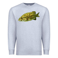 Heather Grey Smallmouth Bass Fish Illustrations Premium Sweatshirt - LillyAllenDesigns