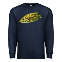 Navy Smallmouth Bass Fish Illustrations Premium Sweatshirt - LillyAllenDesigns