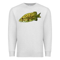 Oatmeal Heather Smallmouth Bass Fish Illustrations Premium Sweatshirt - LillyAllenDesigns