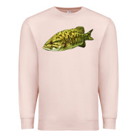 Pale Pink Smallmouth Bass Fish Illustrations Premium Sweatshirt - LillyAllenDesigns