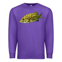 Purple Smallmouth Bass Fish Illustrations Premium Sweatshirt - LillyAllenDesigns