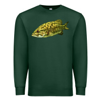Sports Green Smallmouth Bass Fish Illustrations Premium Sweatshirt - LillyAllenDesigns