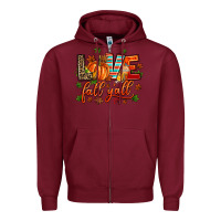 Burgundy love fall  yall Zipper Hoodie - AdoDesignShop