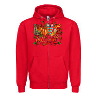 Red love fall  yall Zipper Hoodie - AdoDesignShop