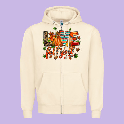 Love Fall  Yall Zipper Hoodie Designed By Adodesignshop