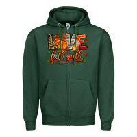 Sports Green love fall  yall Zipper Hoodie - AdoDesignShop